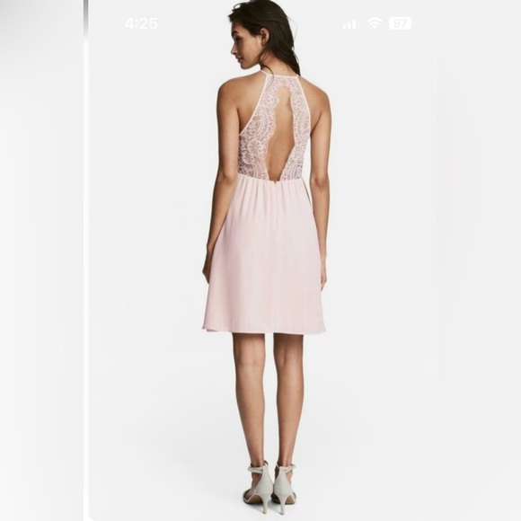 H&M soft pink short cocktail formal dress
with open back lace details US 4/XS - Picture 5 of 13